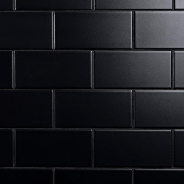 Merola Tile Crown Heights Matte Black 3 in. x 6 in. Ceramic Wall Tile (5.72 sq. ft./Case)