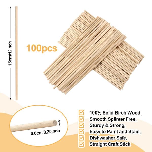 Milisten 100pcs Colored Wood Dowel Rods – DIY Craft Sticks For Kids, Models, And Art Projects