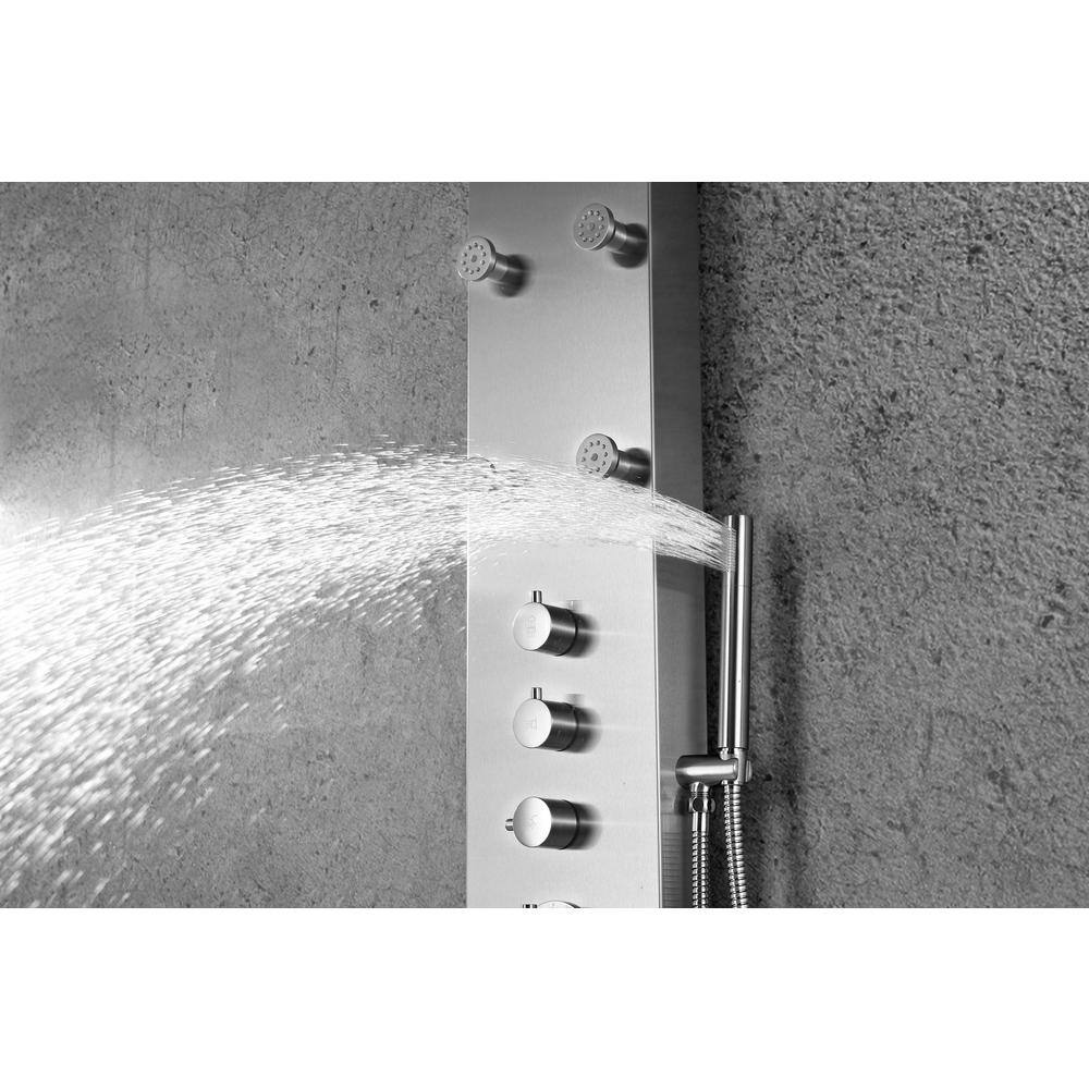 Fontan Brushed Steel 64" Shower Panel with Rainfall Head