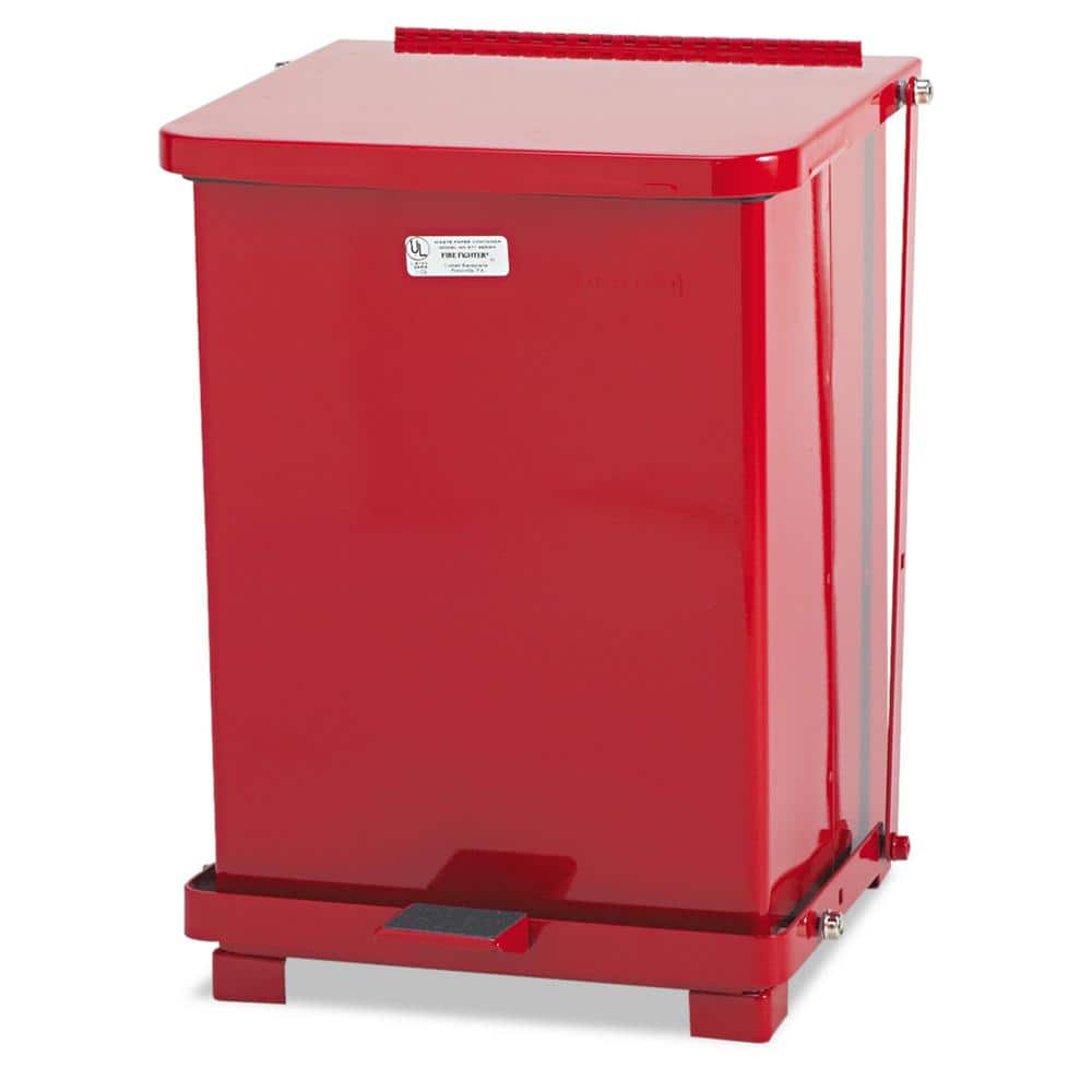 Rubbermaid Commercial Products Defenders 7 Gal. Red Step-On Trash Can