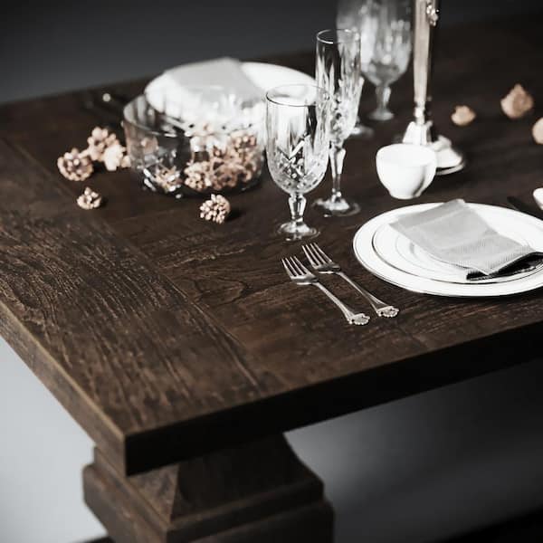 Castello, Cafe Noire Finish, Reclaimed Wood Top, 78 in. x 98 in. Double Pedestal Base Dining Table, 8 seating capacity