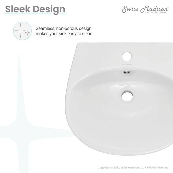Swiss Madison Ivy Ceramic Round Wall-Mount Bathroom Sink in Glossy 