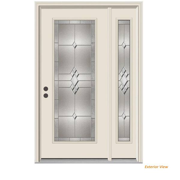 JELD-WEN 52 in. x 80 in. Full Lite Kingston Primed Steel Prehung Right-Hand Inswing Front Door with Right-Hand Sidelite