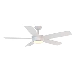 Windward 44 in LED Indoor Matte White Ceiling Fan With Light Kit Frosted Bowl 