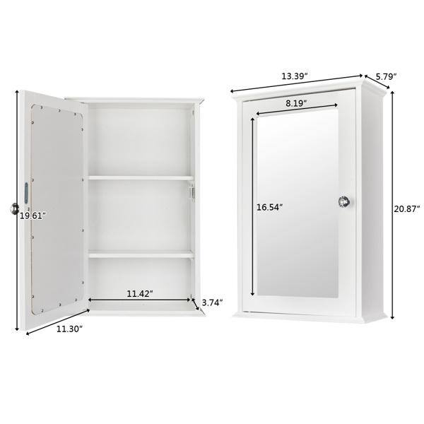 Aoibox 5.79 in. W x 13.39 in. H D x 20.87 in. H Rectangular White MDF Framed Surface Mount Medicine Cabinet with Mirror
