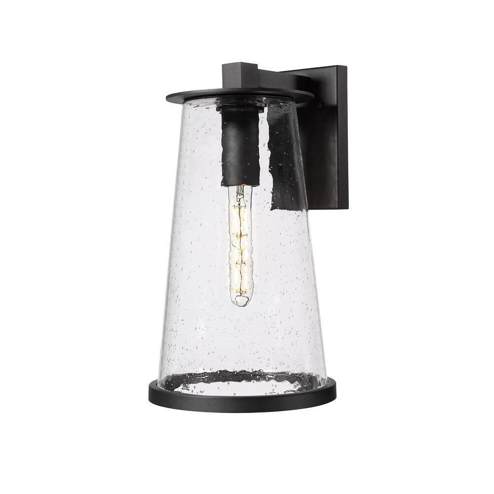 Bar Harbor 18 in. Black Outdoor Hardwired Shaded Wall Sconce with No Bulbs 