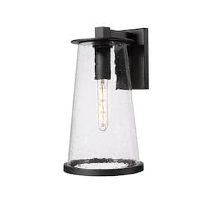 Bar Harbor 18 in. Black Outdoor Hardwired Shaded Wall Sconce with No Bulbs Included
