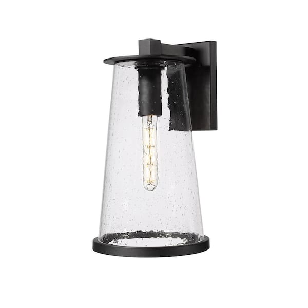 Unbranded Bar Harbor 18 in. Black Outdoor Hardwired Shaded Wall Sconce with No Bulbs Included