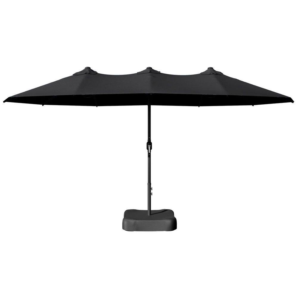 15 ft. Double-Sided Patio Umbrella with Included Base, Crank Handle, and UV-Resistant Canopy in Black price history on PriceWatchPro