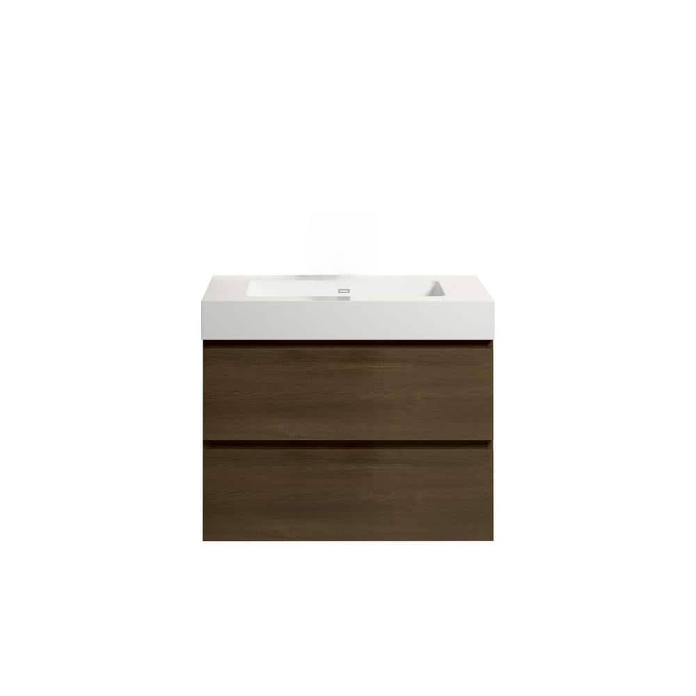 30 in. W x 18.1 in. D x 25.2 in. H Wall Mounted Floating Bathroom Vanity in