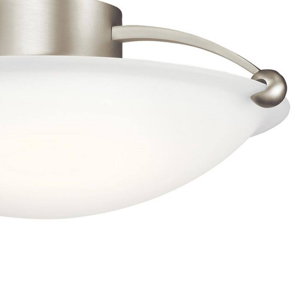 17" Brushed Nickel and White Glass Bowl Ceiling Light