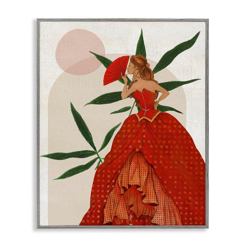 Modern Ball Gown Woman by Janet Tava Gray Framed People Giclee Art Print 20 in. x 16 in. price history on PriceWatchPro