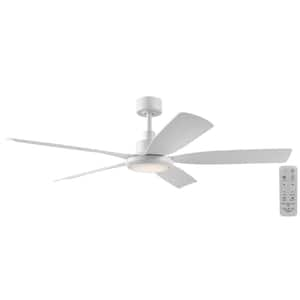 Amaia 56 in. Indoor/Outdoor Marine Grade DC Motor Matte White Ceiling Fan with Adjustable White LED and Remote Included