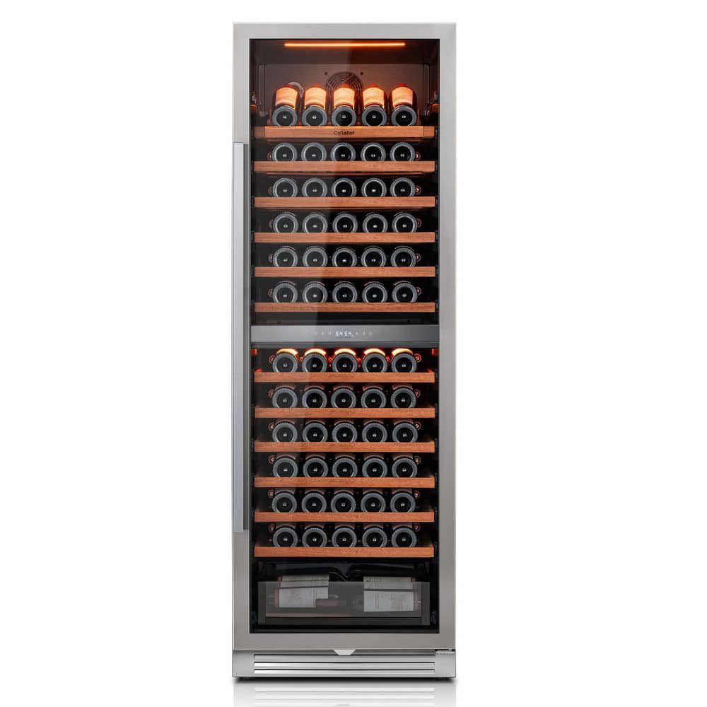 24 in. Dual Zone 155-Bottle Built-In Wine Cooler Fridge Wine Refrigerator in Stainless Steel price history on PriceWatchPro