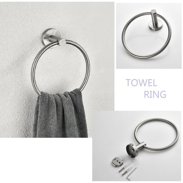Brushed Nickel Stainless Steel Towel Ring Hand Towel Holder for