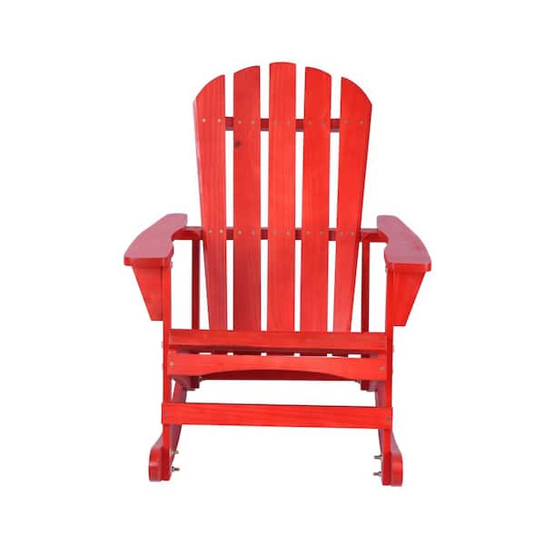 TIRAMISUBEST TD Garden Adirondack Rocking Chair Solid Pine Wood Chairs -Red
