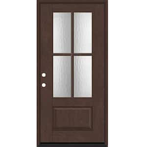 Regency 36 in. x 80 in. 3/4 Lite 4 SDL Oasis Decorative Glass RHIS Prefinished Chestnut Fiberglass Prehung Front Door