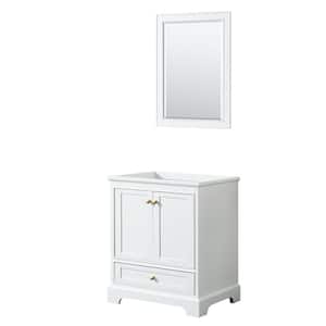 Deborah 29.25 in. W x 21.5 in. D x 34.25 in. H Bath Vanity Cabinet without Top in White with Gold Trim & 24 in. Mirror