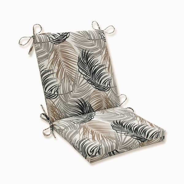 Pillow Perfect Tropic Botanical Outdoor/Indoor 18 in. W x 3 in. H Deep Seat 1 Piece Chair Cushion and Square Corners in Black/GreySetra