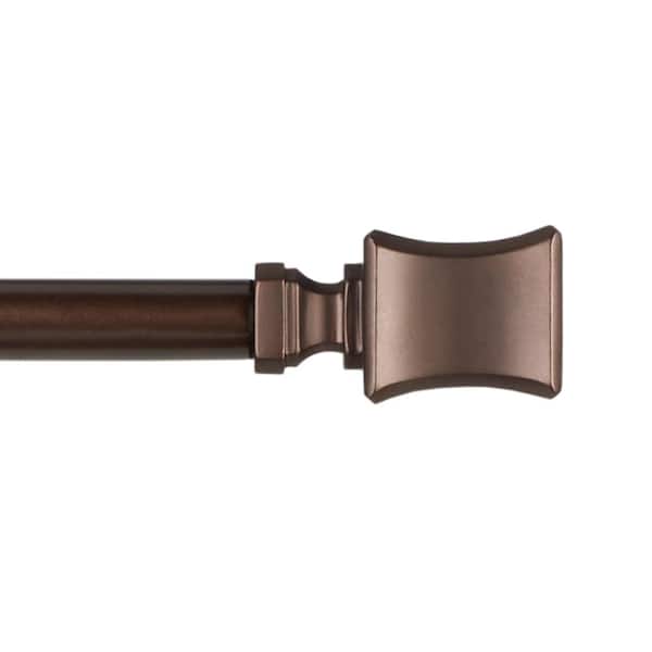 EXCLUSIVE HOME Loran 66 in. - 120 in. Adjustable Length 1 in. Dia Single Curtain Rod Kit in Oil Rubbed Bronze with Finial