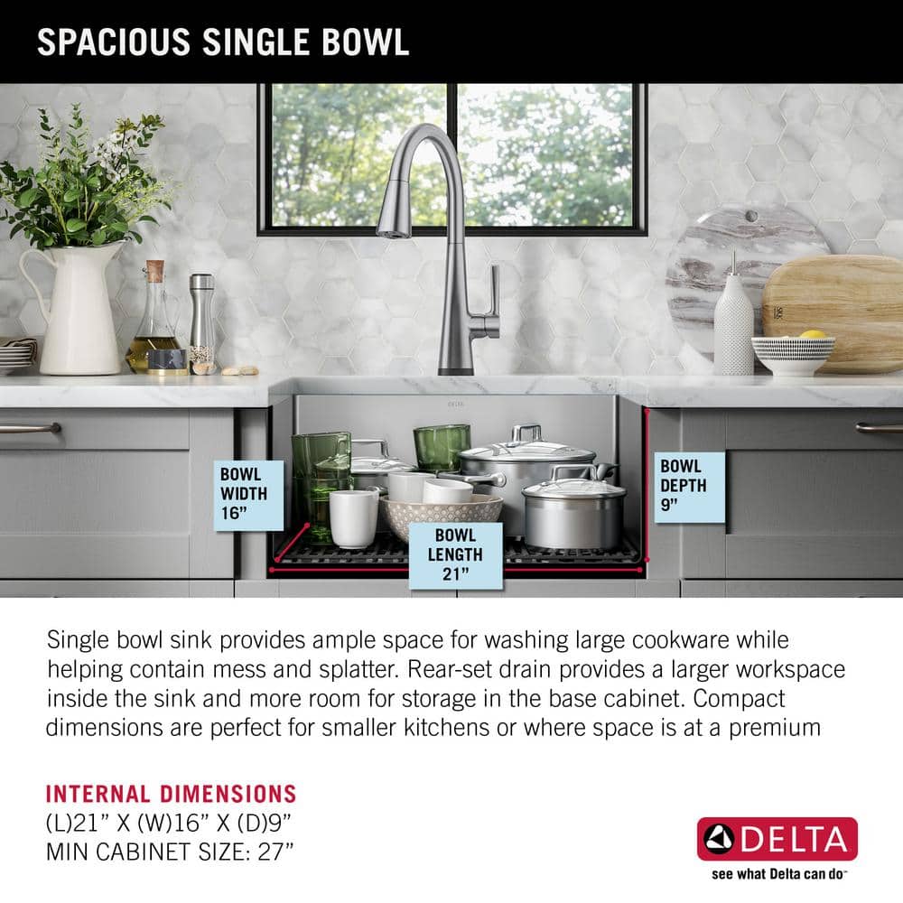 Delta 23-inch Stainless Steel Undermount Single Bowl Kitchen Sink