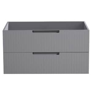 35.2 in. D x 17.9 in. W x 18.5 in. H MDF Floating Bath Vanity Cabinet Without Top in Gray with 2-Drawers