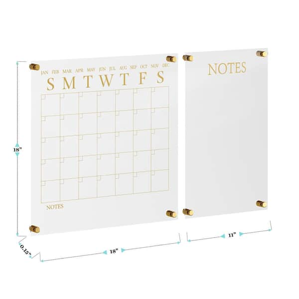 Creekview Home Emporium 17.3 x 26in Acrylic Dry Erase Calendar and Chalk  Markers 