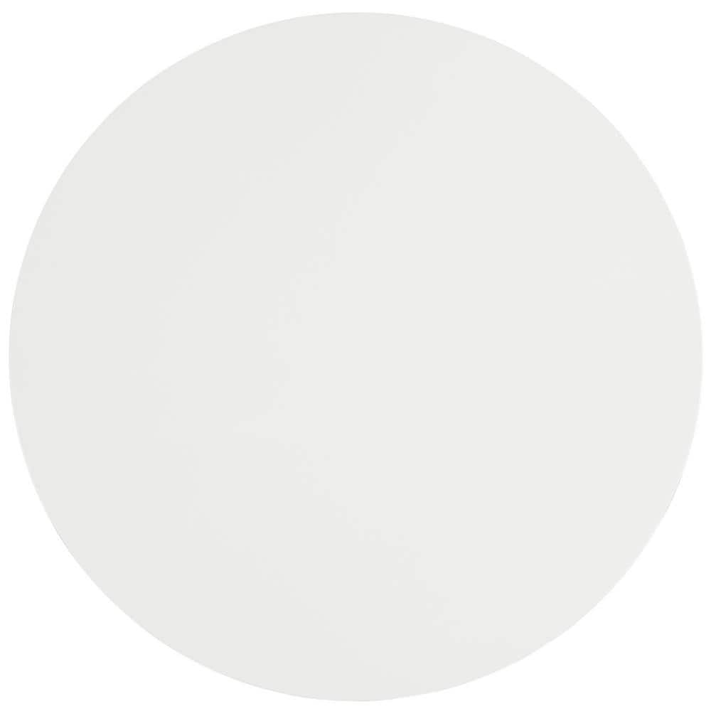 White Round Wood Coffee Table with Black Iron Base