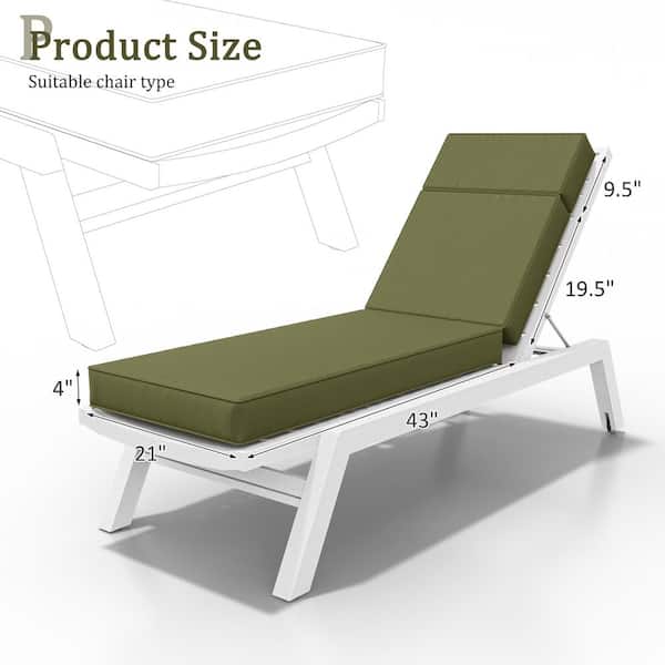71 in. x 21 in. x 4 in. Premium Waterproof Chaise Lounge Cushion, All-Weather Replacement for Outdoor Chairs Light Green