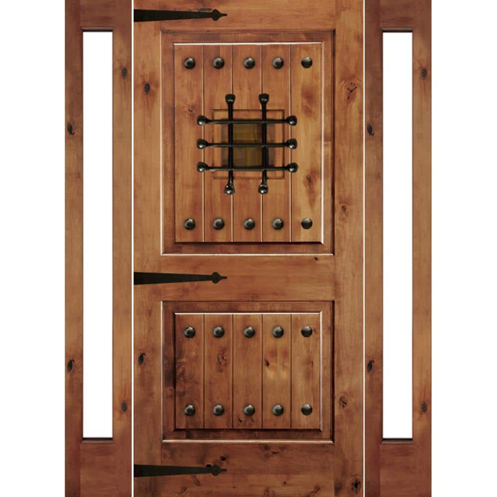 75 in. x 82 in. Mediterranean Knotty Alder Square Top Unfinished Right-Hand Inswing Prehung Front Door/Full Sidelites price history on PriceWatchPro
