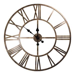 30 in. x 30 in. Gold Kiera Grace Round Jodie Decorative Plastic Wall Clock