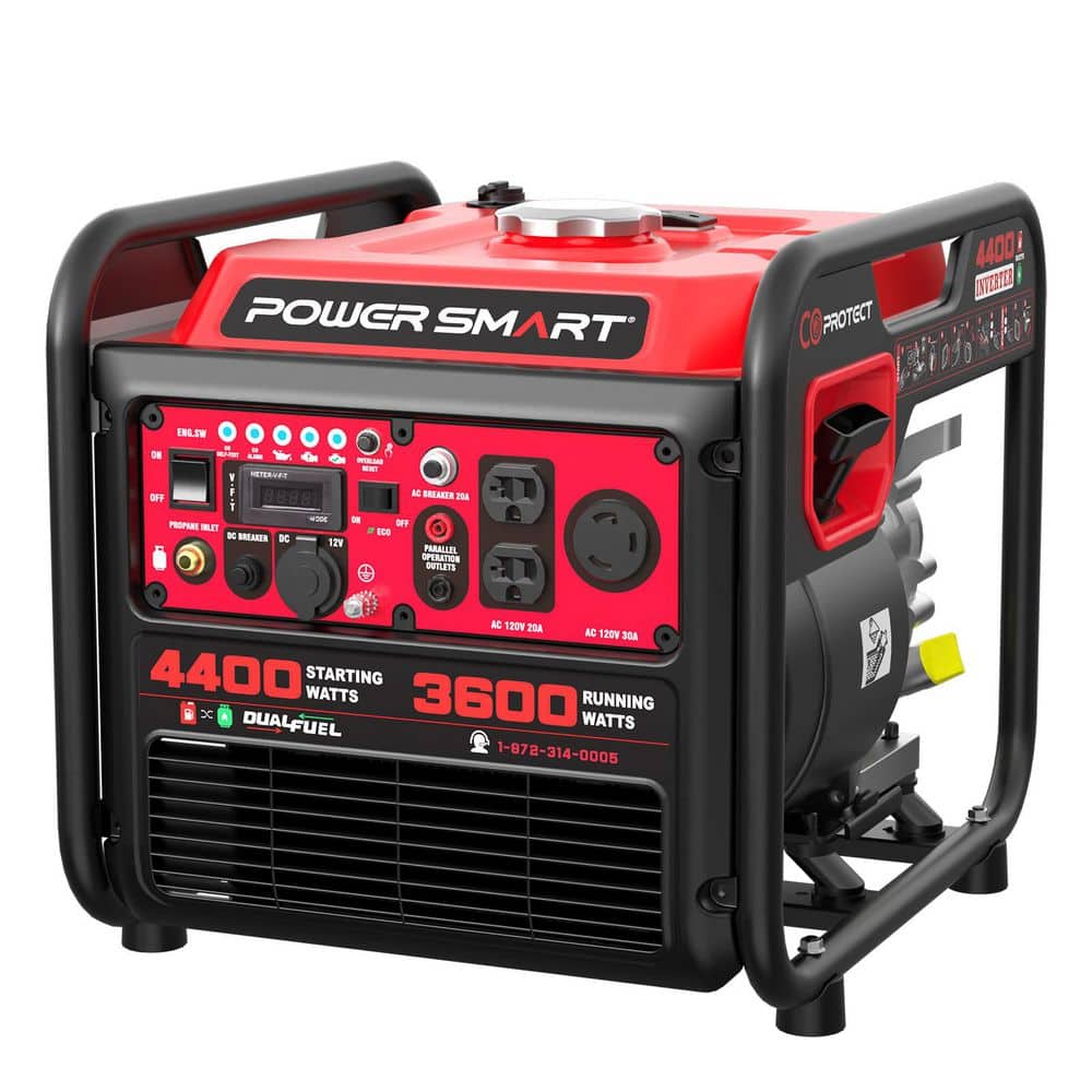 PowerSmart 4400-Watt/3600-Watt Dual Fuel Inverter Generator Pull Cord ...