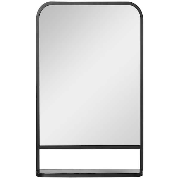 HOMCOM 21 in. W x 34 in. H Small Rectangular Metal Framed Modern Wall Mount type Bathroom Vanity Mirror, Black