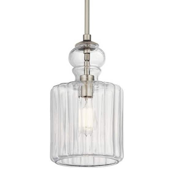 Kichler Riviera 6-Light Brushed Nickel Transitional Ribbed Glass Large Hanging Multi-light