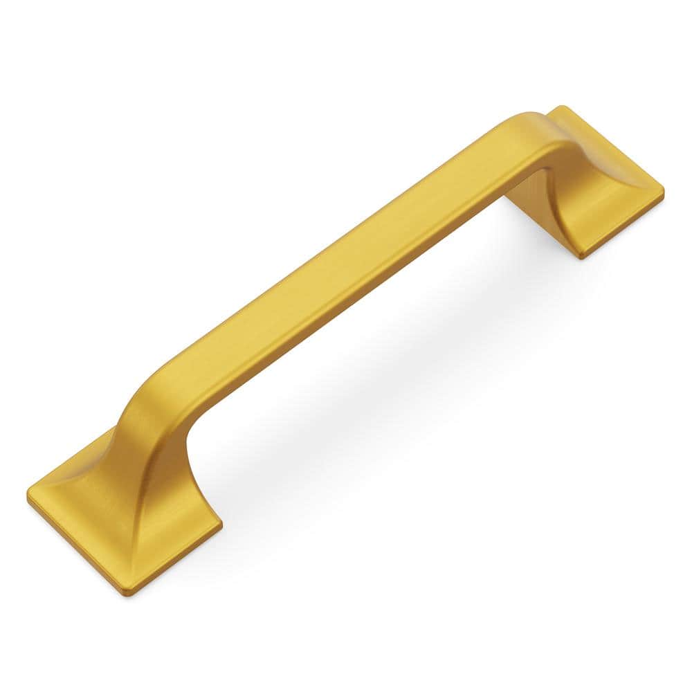 Brushed Golden Brass Kitchen Cabinet Handles, 3-3/4"