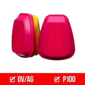OV AG P100 Replacement Respirator Cartridges for Professional Multi-Purpose Reusable Respirator (1-Pair)
