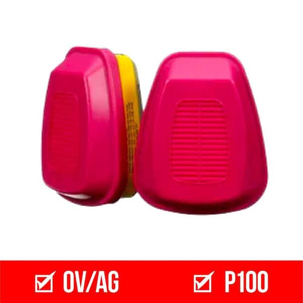 OV AG P100 Replacement Respirator Cartridges for Professional Multi-Purpose Reusable Respirator (1-Pair)