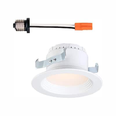 4 in. 3500K Cool White Integrated LED Recessed CEC-T20 Baffle Trim in White