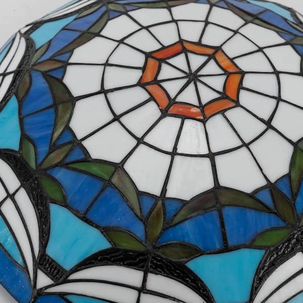 OUKANING 15.74 in. 3-Light Blue Retro Flush Mount Ceiling Light