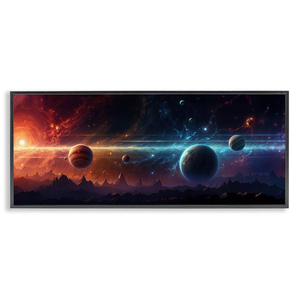 Surreal Planets over Crags by Wumples Black Framed Abstract Giclee Art Print 10 in. x 24 in. price history on PriceWatchPro