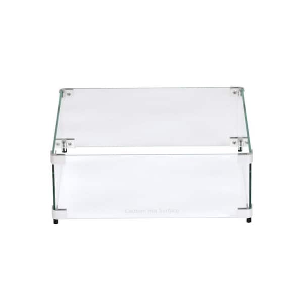 17.5 in. x 17.5 in. Square Tempered Glass Fire Pit Wind Guard for 12 in. Square Drop-In Fire Pit Pan