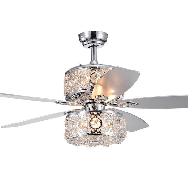 Warehouse of Tiffany Velko 52 in. Chrome Indoor Remote Controlled Ceiling Fan with Light Kit