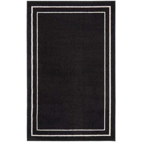 Nourison Essentials Black Ivory 3 ft. x 5 ft. Solid Contemporary Indoor