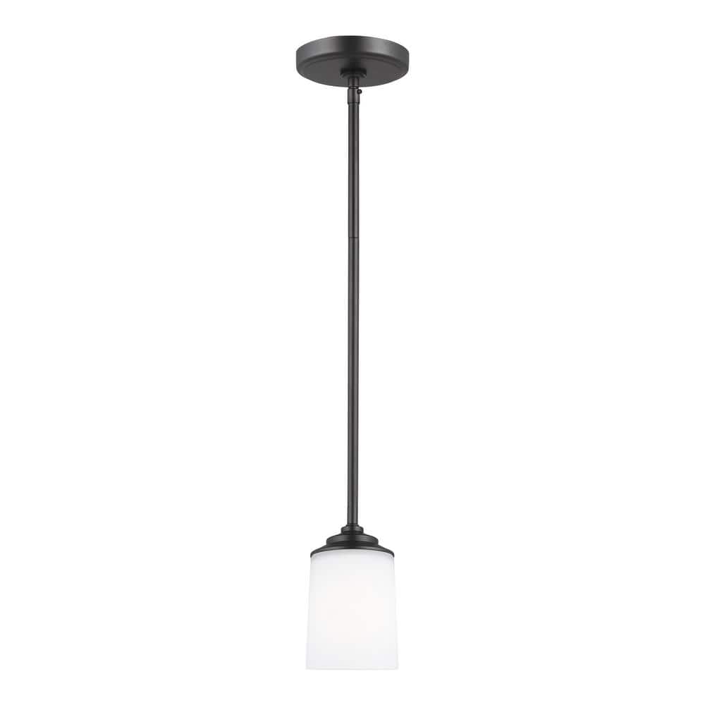 Kemal 1-Light Midnight Black Transitional Mini Pendant with Etched/White Inside Glass Shade price history on PriceWatchPro