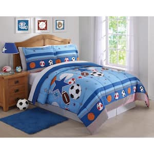 Sports 3-Piece Blue Sports Queen Comforter Set