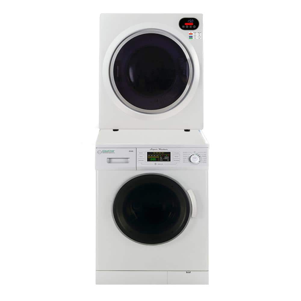 Equator Pro Ultra Compact 110V Laundry Center Washer 1.6 cu. ft. +Vented Digital Dryer 2.6 cu.ft. in White and Accessories