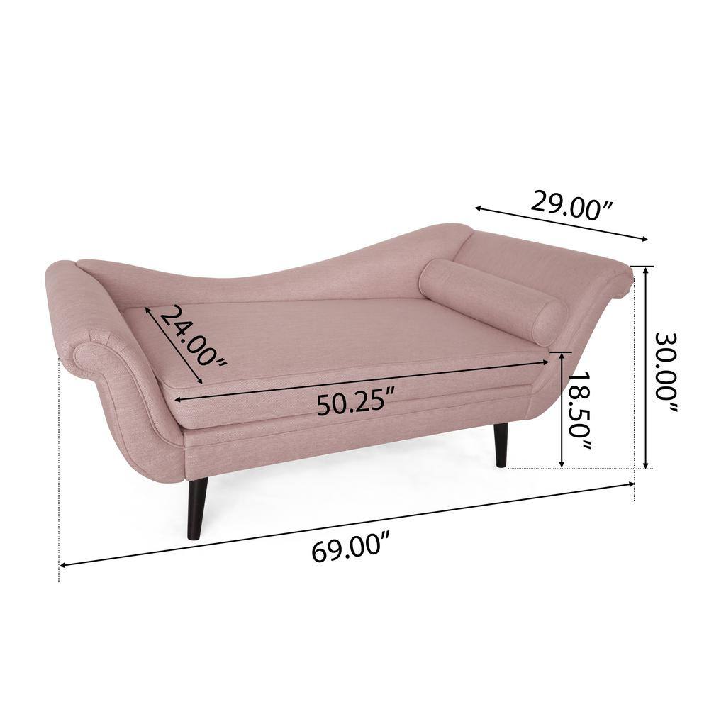 Light Blush Velvet Chaise Lounge with Wood Legs
