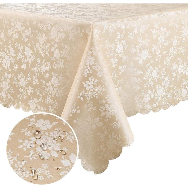 Snowflake 47 in. W x 47 in. L White Floral Polyester Round Table Topper Snowflake 47 in. W x 47 in. L White Floral Polyester Round Table Topper