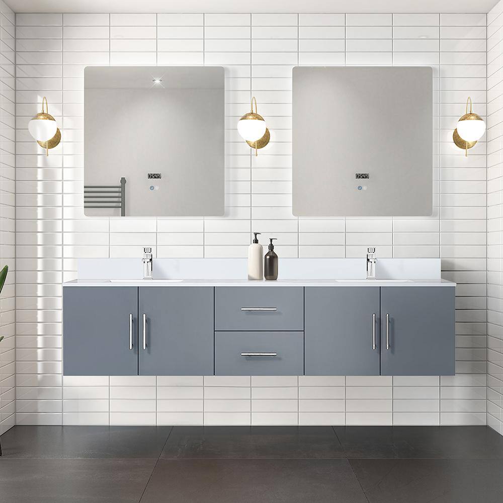 Lexora Geneva 80 in. W x 22 in. D Dark Grey Double Bath