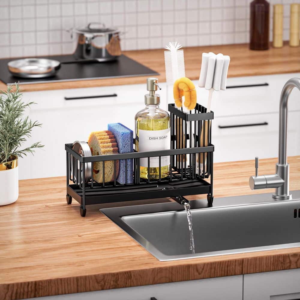 Black Stainless Steel Sponge Holder with Rotatable Spout and Brush Storage price history on PriceWatchPro